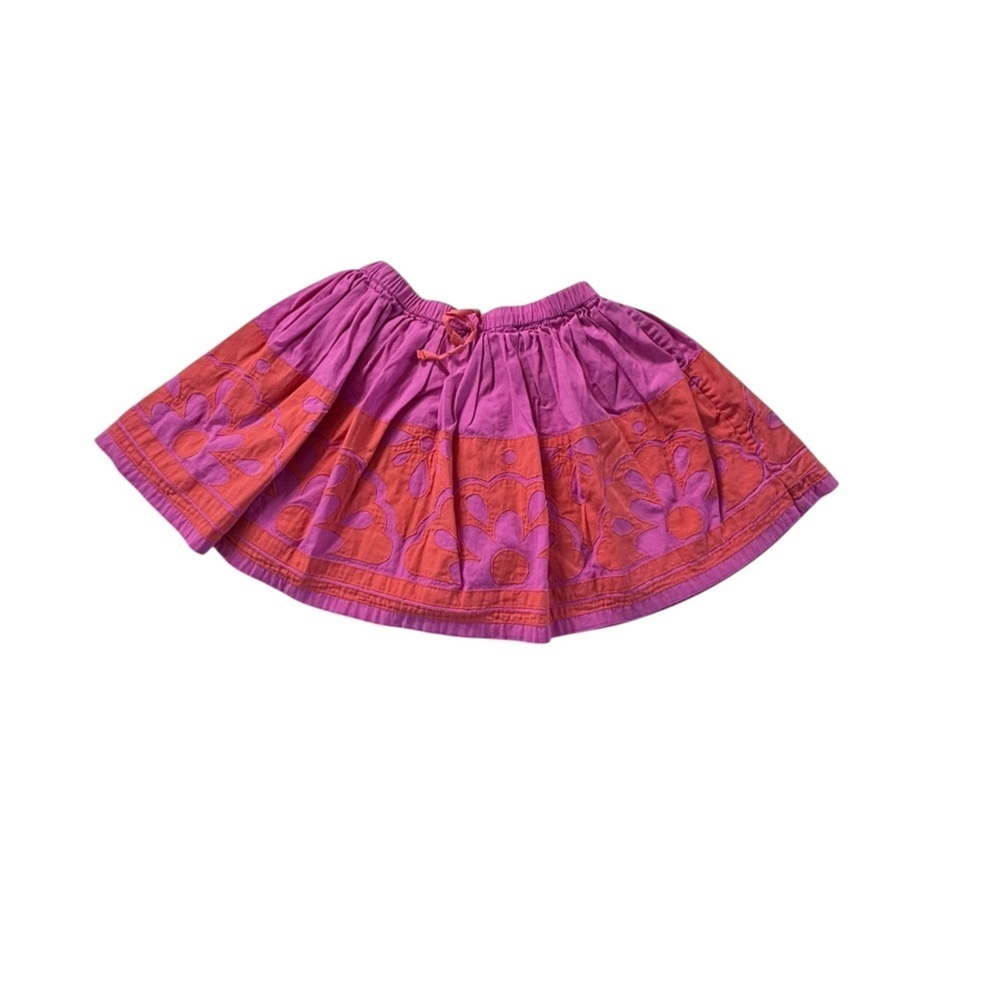 Girls Mini Boden Pink Corduroy Floral Lined Twirl skirt 5-6 k188